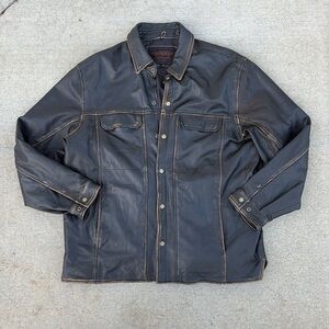 Unik Black Leather Jacket Men's